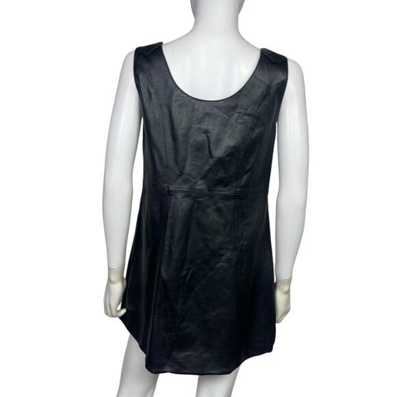 See by Chloe Womens 8 Black Soft Leather Button Lined Sleeveless Mini Dress NWOT - Picture 2 of 5